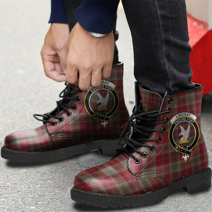 Lindsay Weathered Tartan Crest Leather Boots