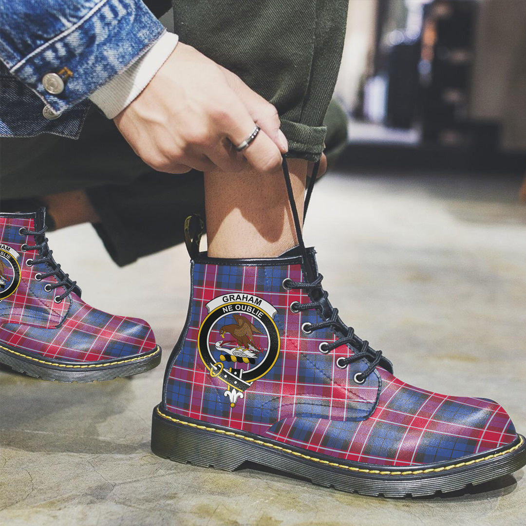 Graham of Menteith Red Tartan Crest Leather Boots