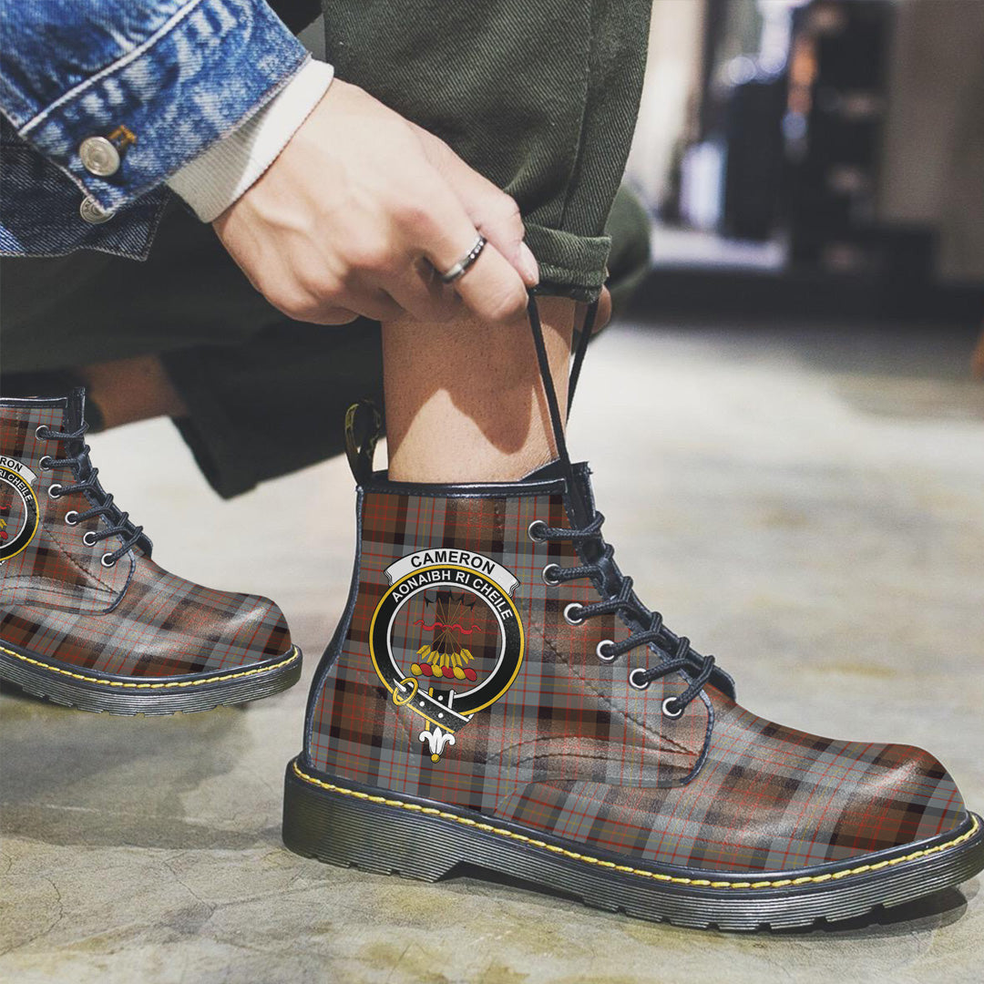 Cameron of Erracht Weathered Tartan Crest Leather Boots