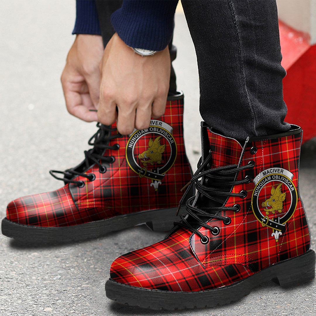 MacIver Modern Tartan Crest Leather Boots