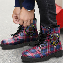 Graham of Menteith Red Tartan Crest Leather Boots