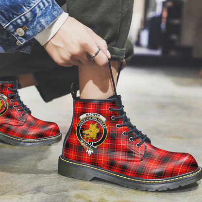 MacIver Modern Tartan Crest Leather Boots