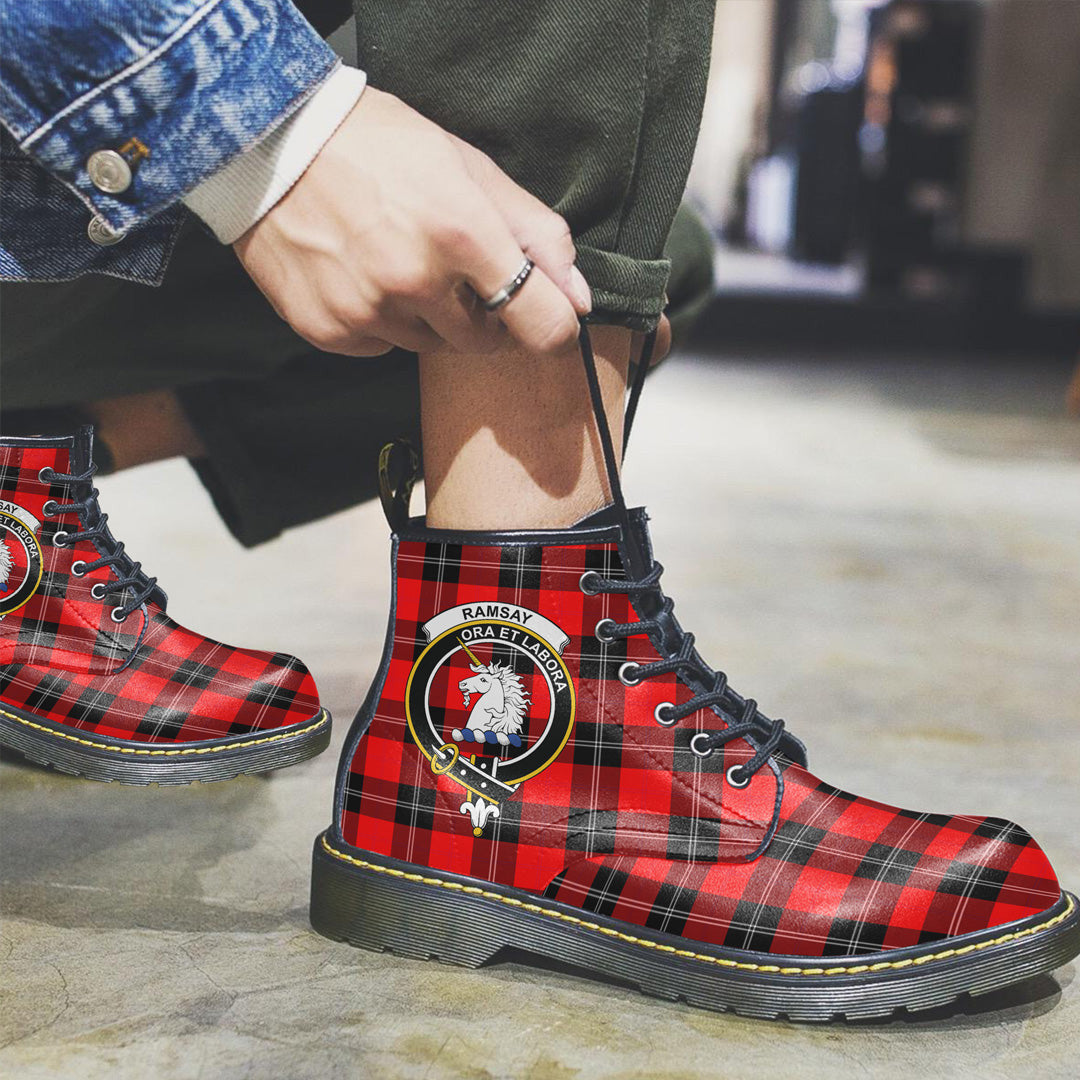 Ramsay Modern Tartan Crest Leather Boots