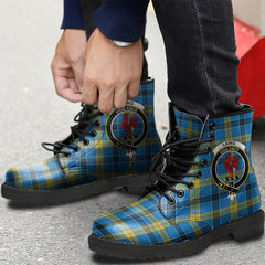 Laing Tartan Crest Leather Boots