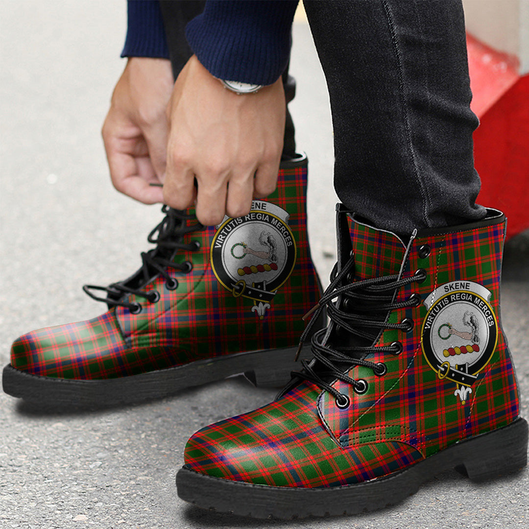 Skene Modern Tartan Crest Leather Boots