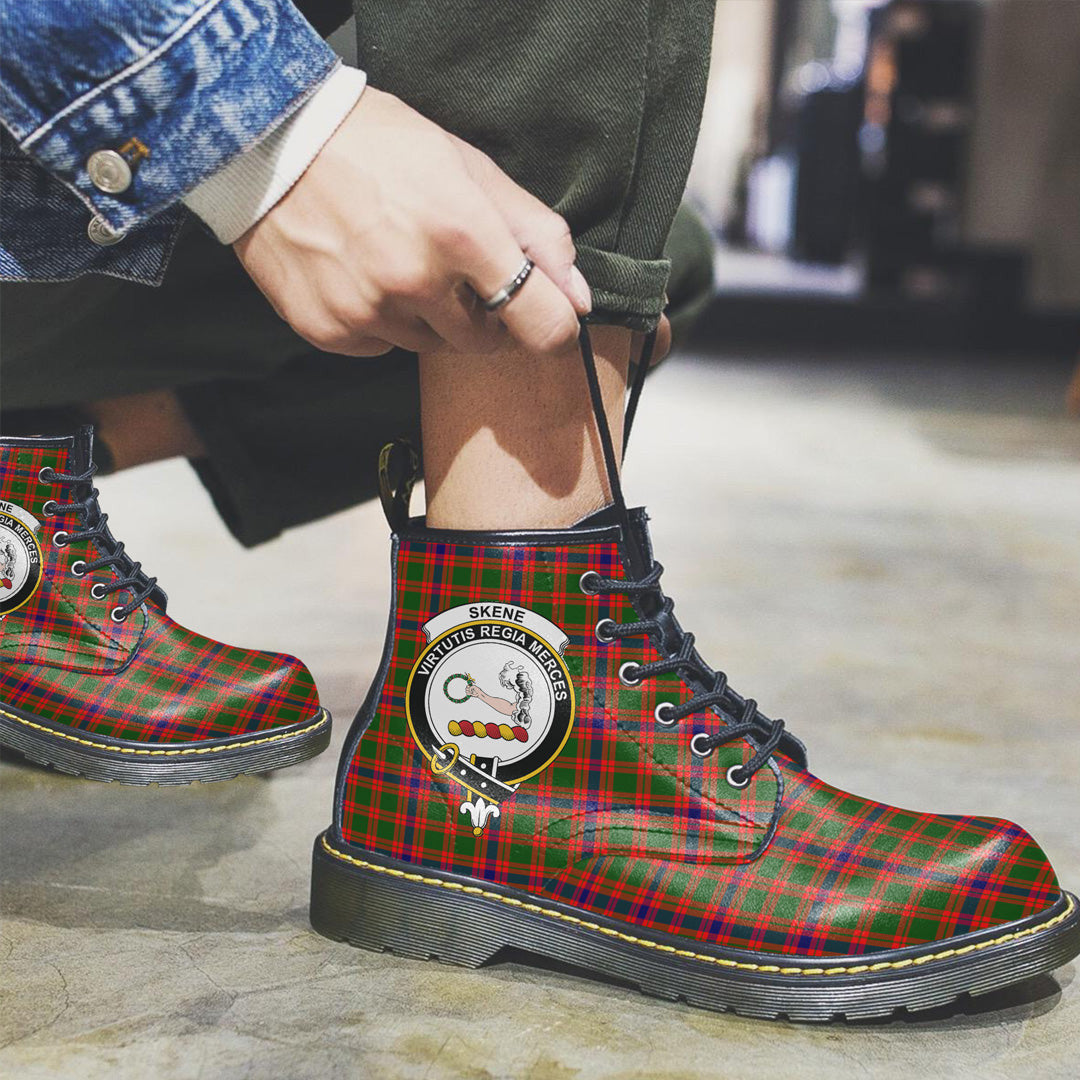 Skene Modern Tartan Crest Leather Boots
