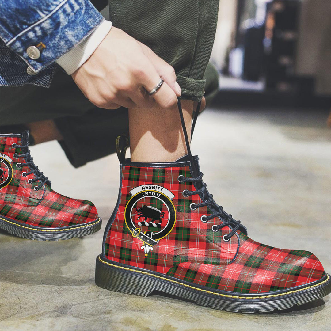 Nesbitt Modern Tartan Crest Leather Boots