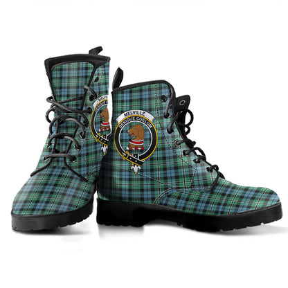 Melville Tartan Crest Leather Boots