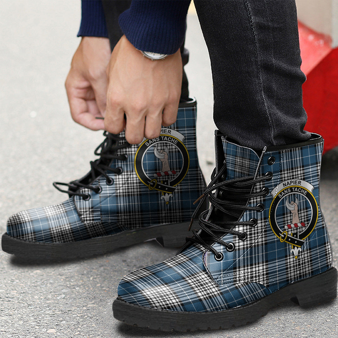 Napier Modern Tartan Crest Leather Boots