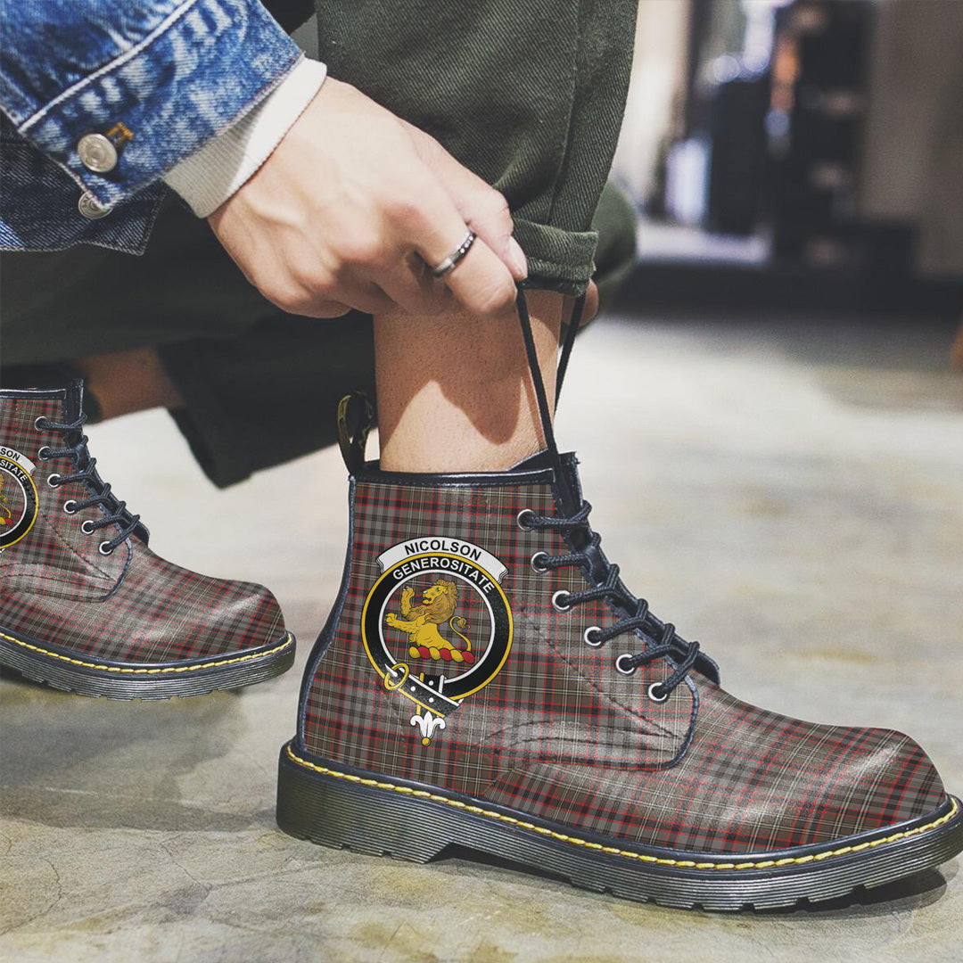 Nicolson Hunting Weathered Tartan Crest Leather Boots