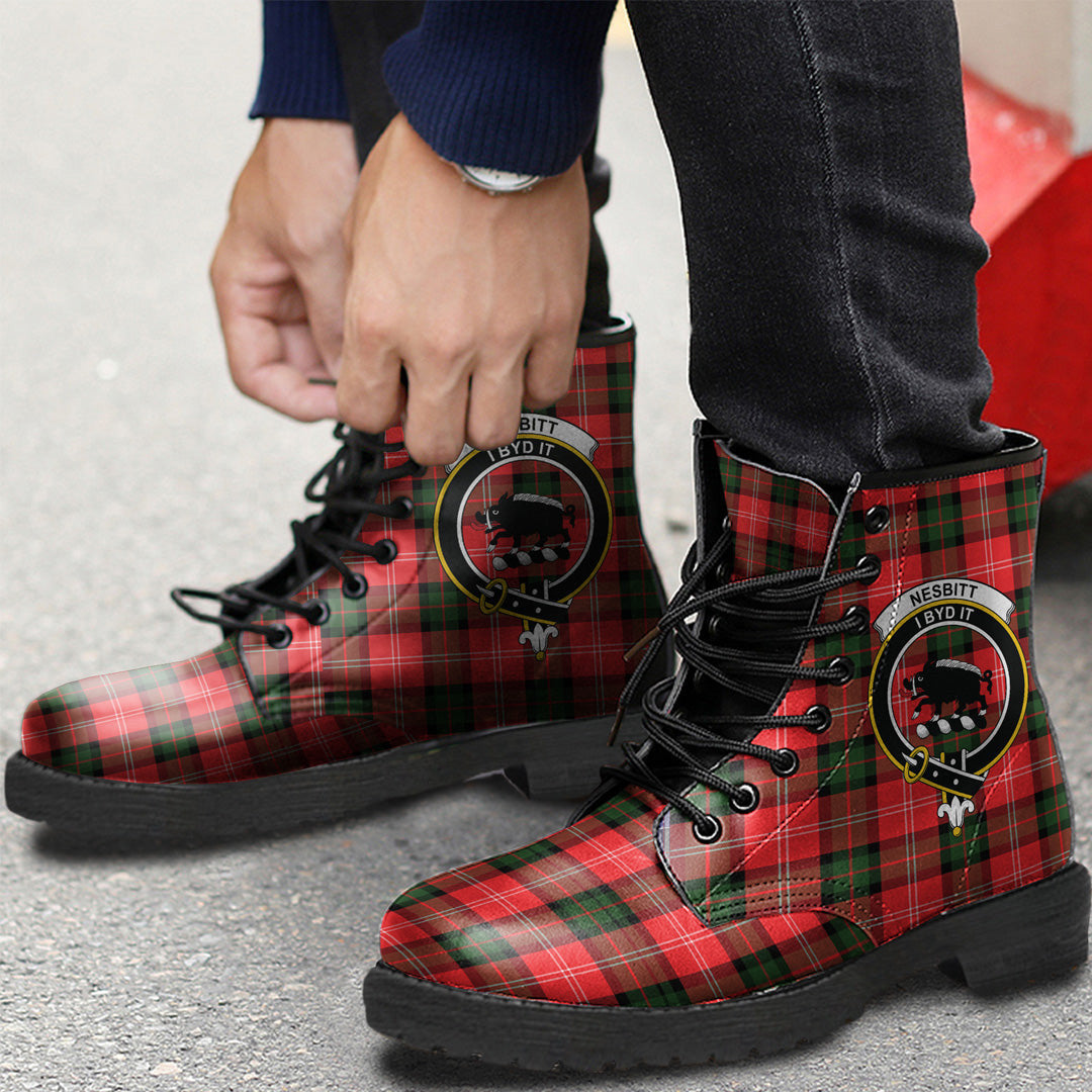 Nesbitt Modern Tartan Crest Leather Boots