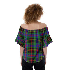 Brodie Hunting Modern Tartan Plaid Off-Shoulder Blouse