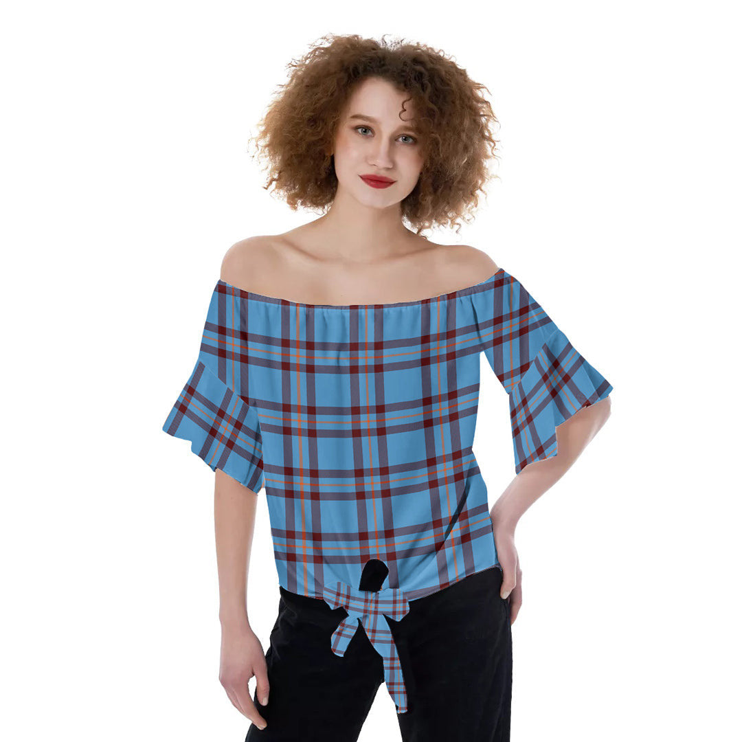 Elliot Ancient Tartan Plaid Off-Shoulder Blouse