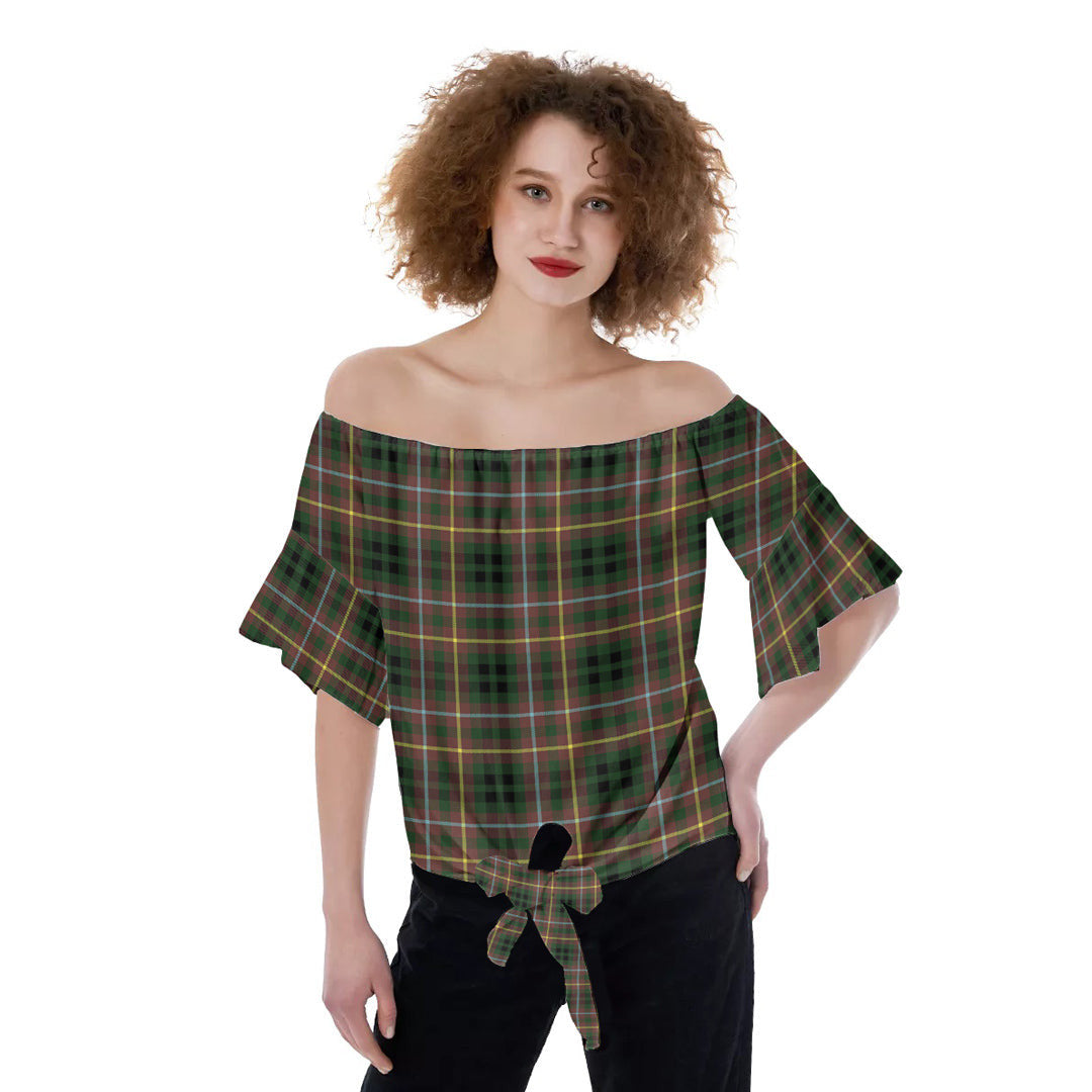 Buchanan Hunting Tartan Plaid Off-Shoulder Blouse