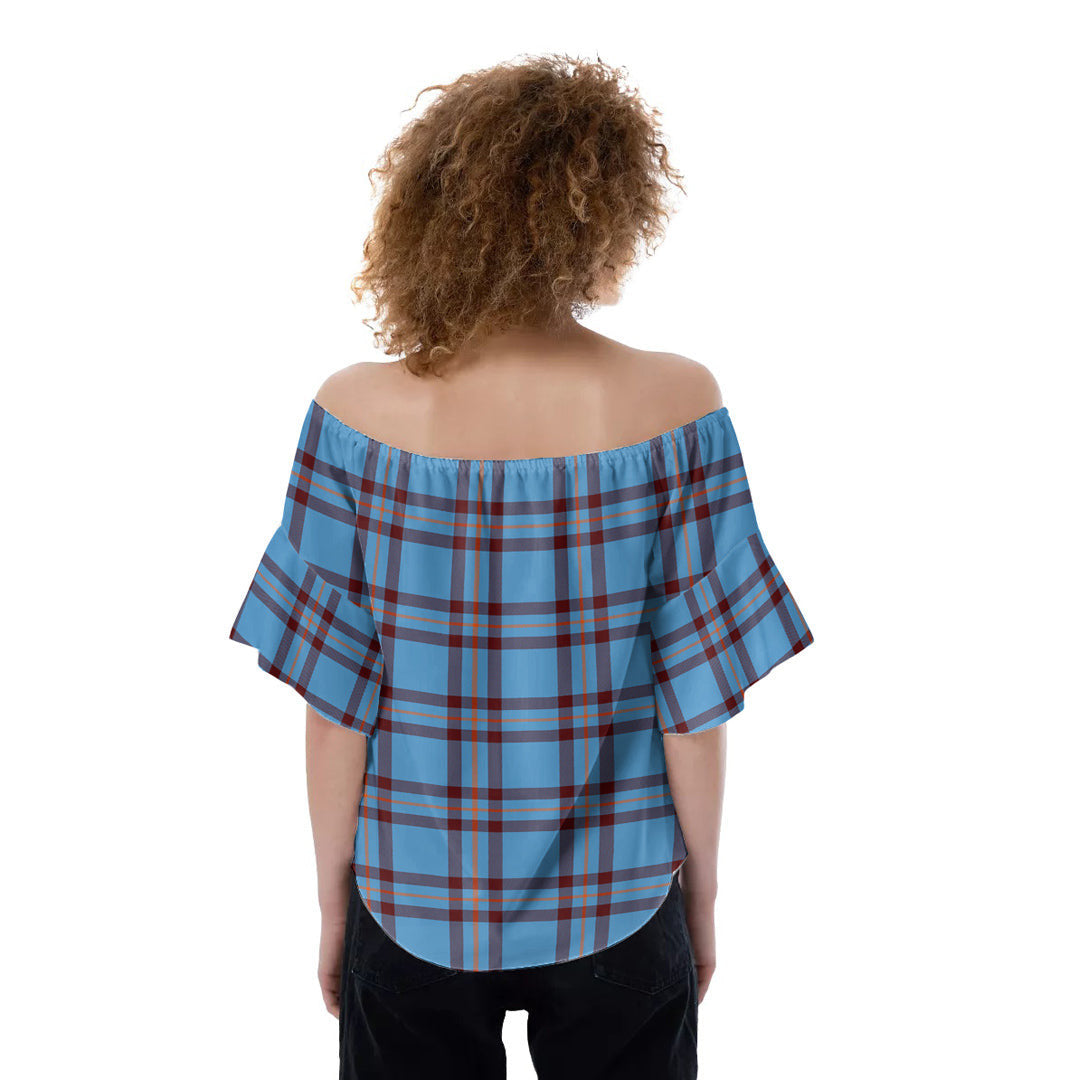 Elliot Ancient Tartan Plaid Off-Shoulder Blouse