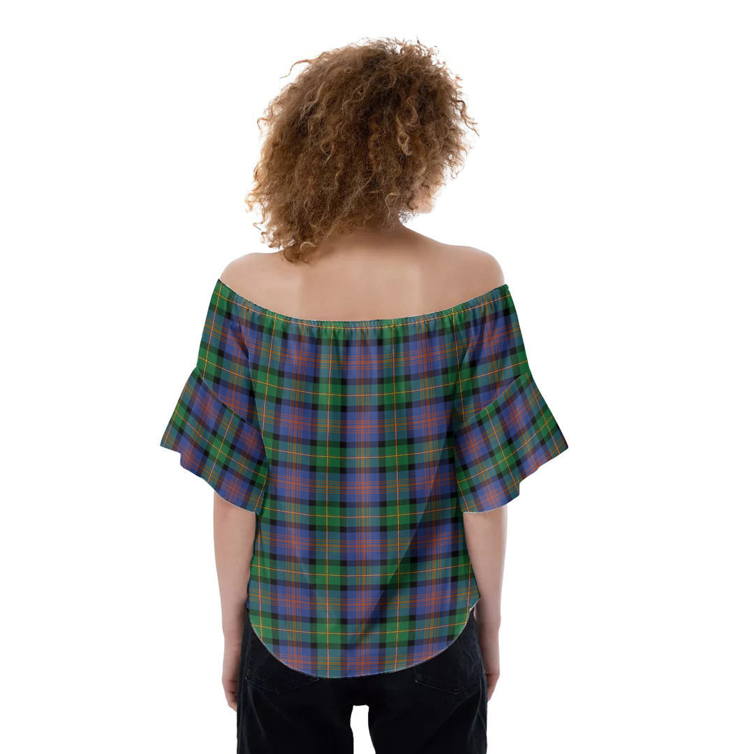 Logan Ancient Tartan Plaid Off-Shoulder Blouse