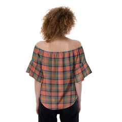 Stewart Royal Ancient Tartan Plaid Off-Shoulder Blouse