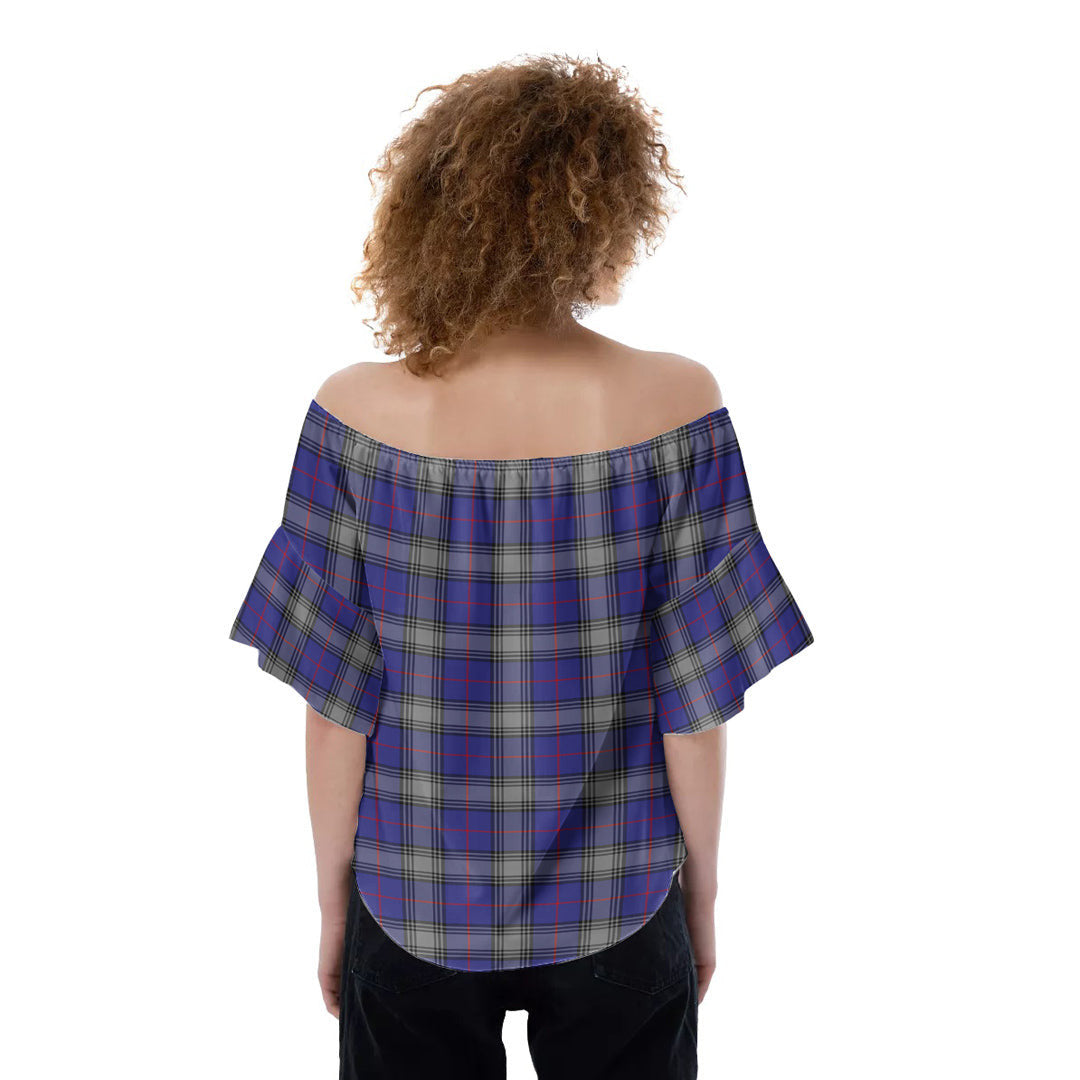 Kinnaird Tartan Plaid Off-Shoulder Blouse