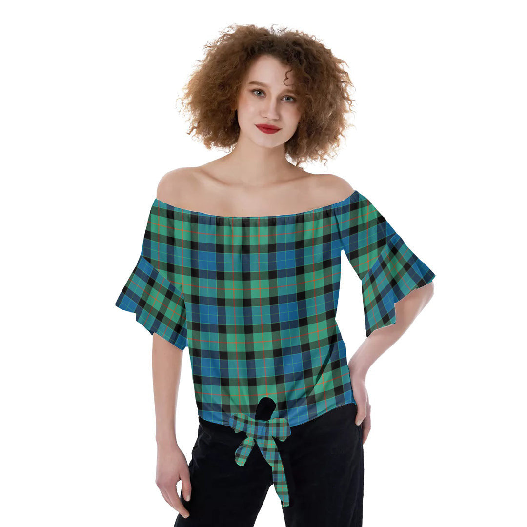 Gunn Ancient Tartan Plaid Off-Shoulder Blouse
