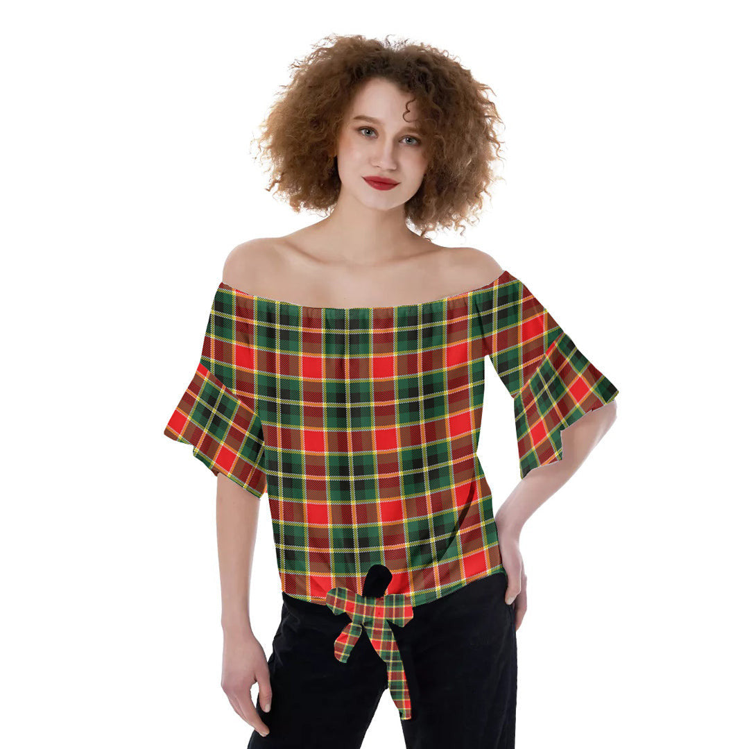 MacLachlan Hunting Modern Tartan Plaid Off-Shoulder Blouse