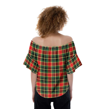 MacLachlan Hunting Modern Tartan Plaid Off-Shoulder Blouse