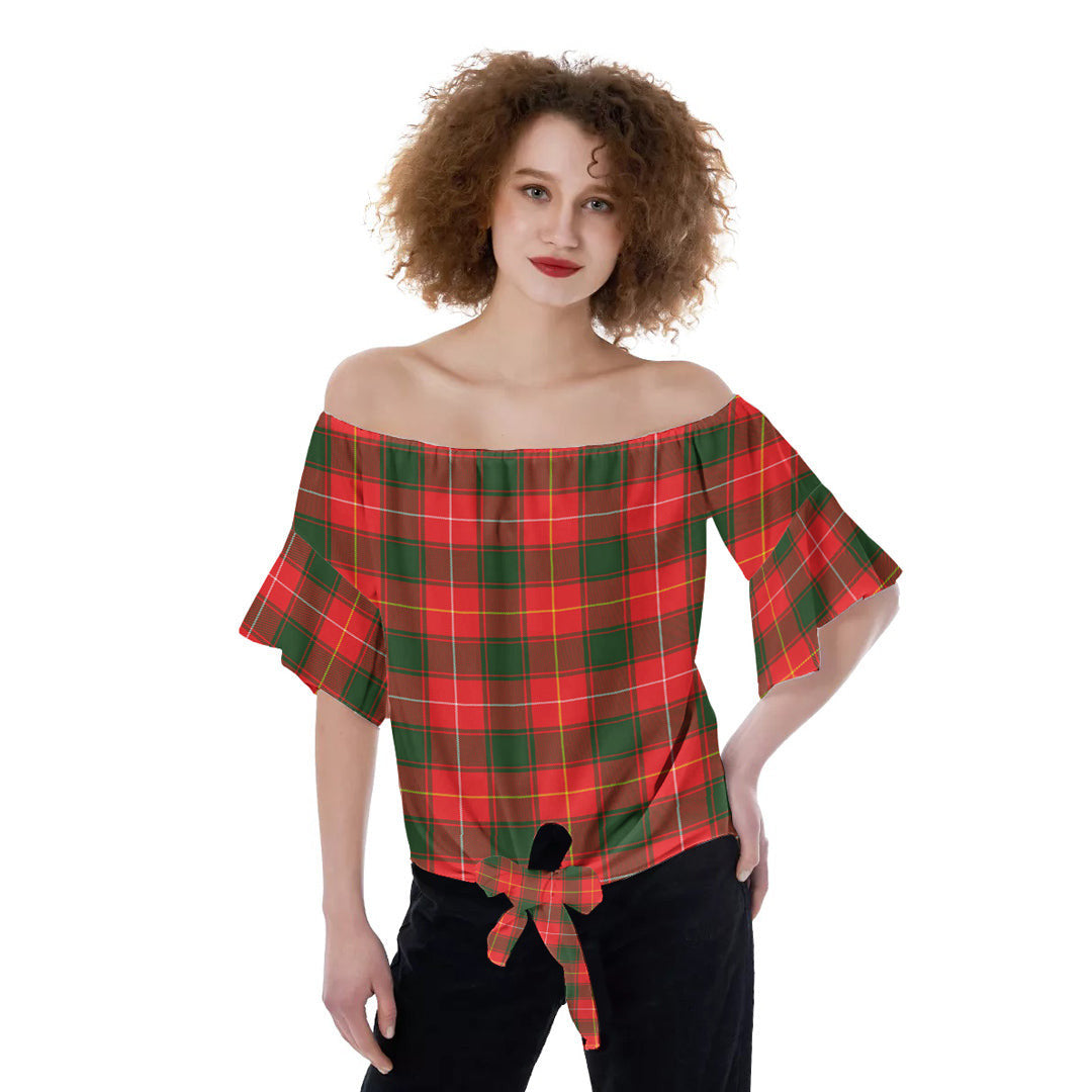 MacFie Tartan Plaid Off-Shoulder Blouse