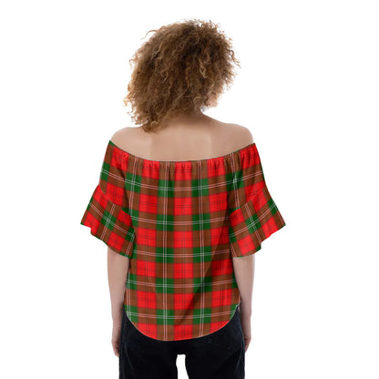 Lennox Modern Tartan Plaid Off-Shoulder Blouse