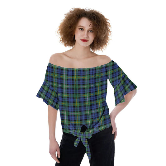 Campbell Argyll Ancient Tartan Plaid Off-Shoulder Blouse