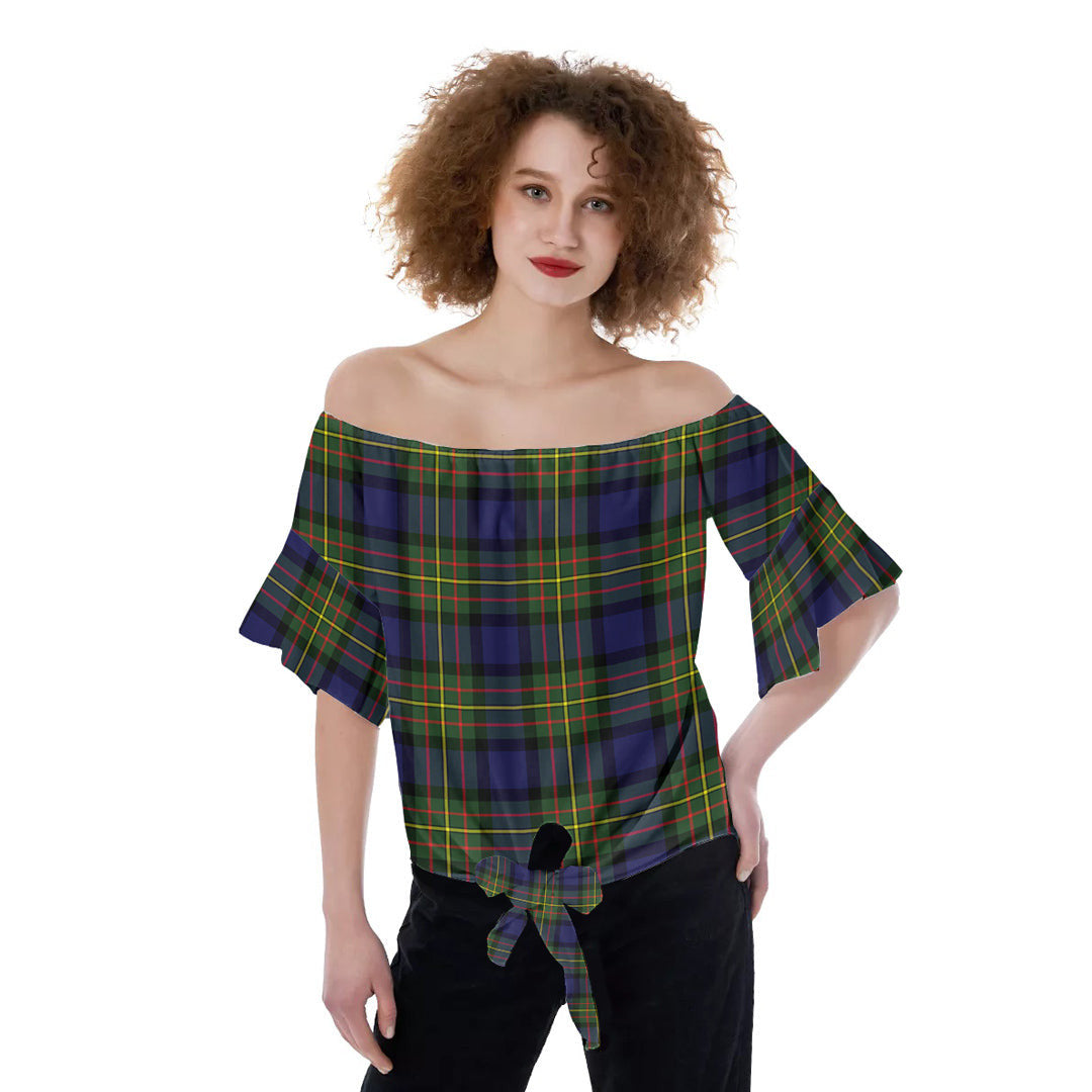 MacLaren Modern Tartan Plaid Off-Shoulder Blouse