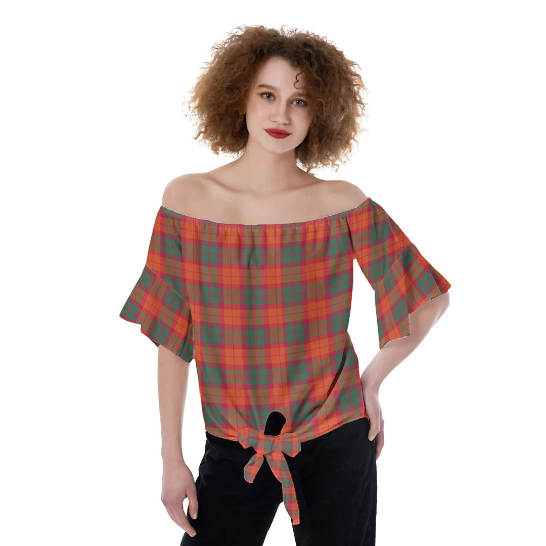 MacNab Ancient Tartan Plaid Off-Shoulder Blouse