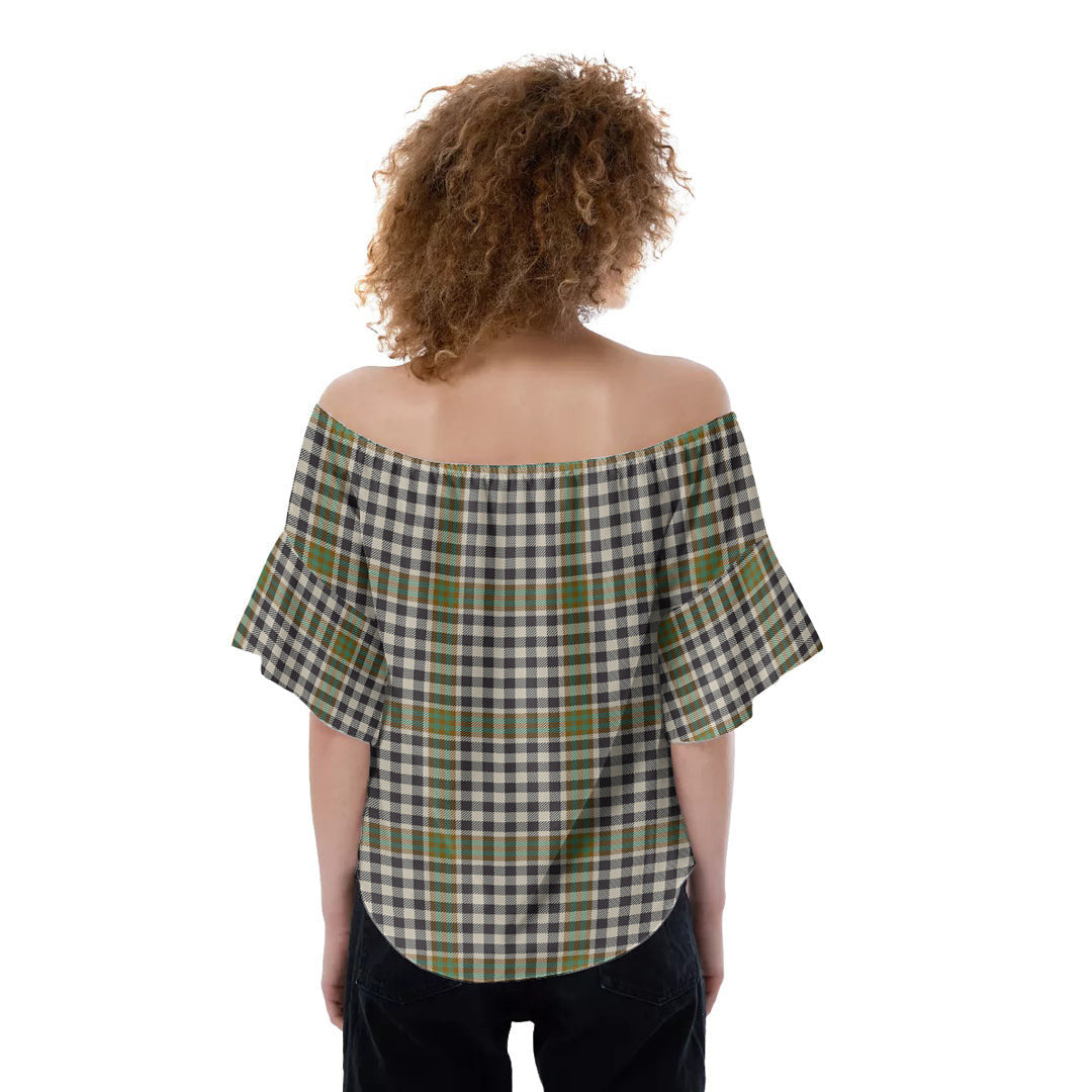 Burns Check Tartan Plaid Off-Shoulder Blouse