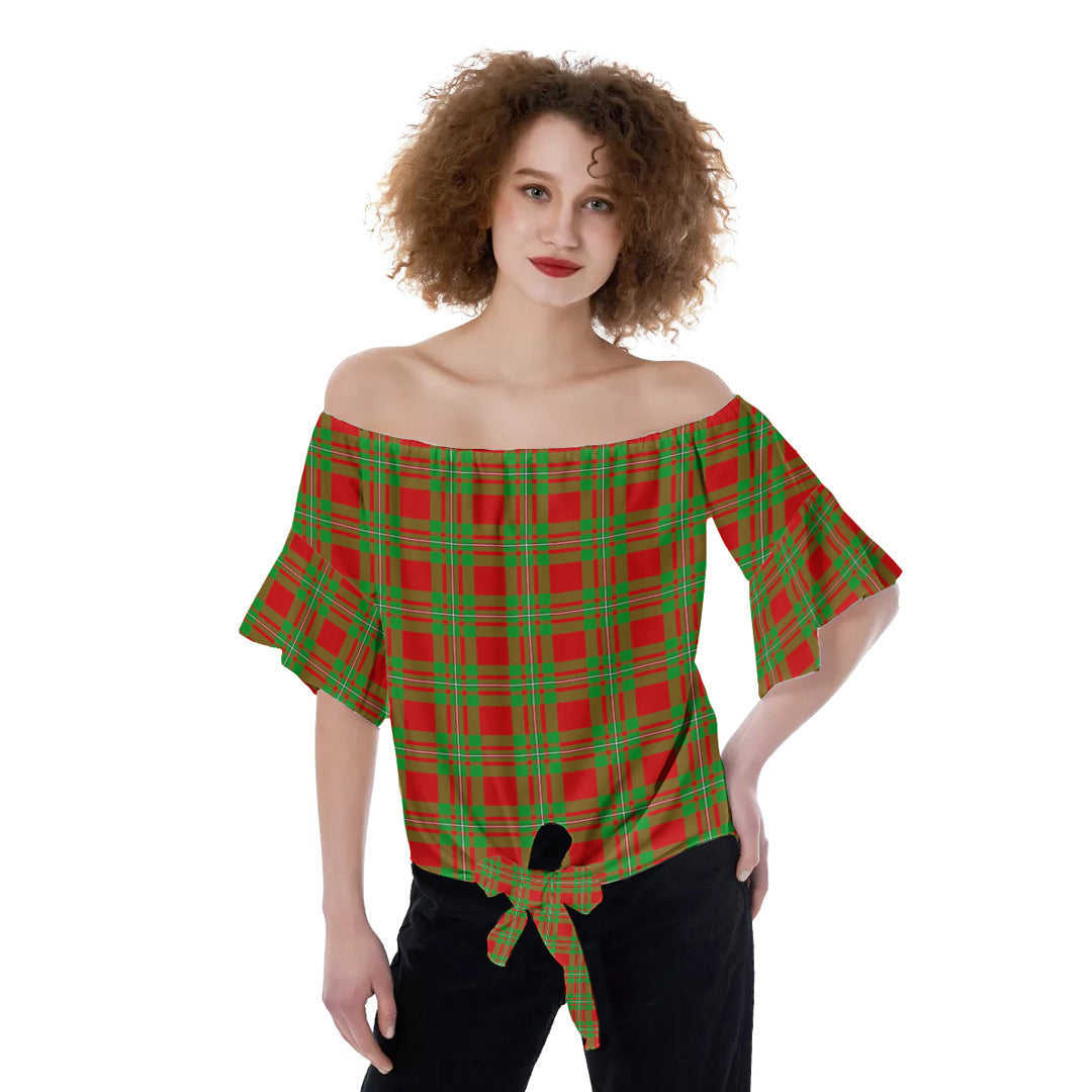 MacGregor Modern Tartan Plaid Off-Shoulder Blouse