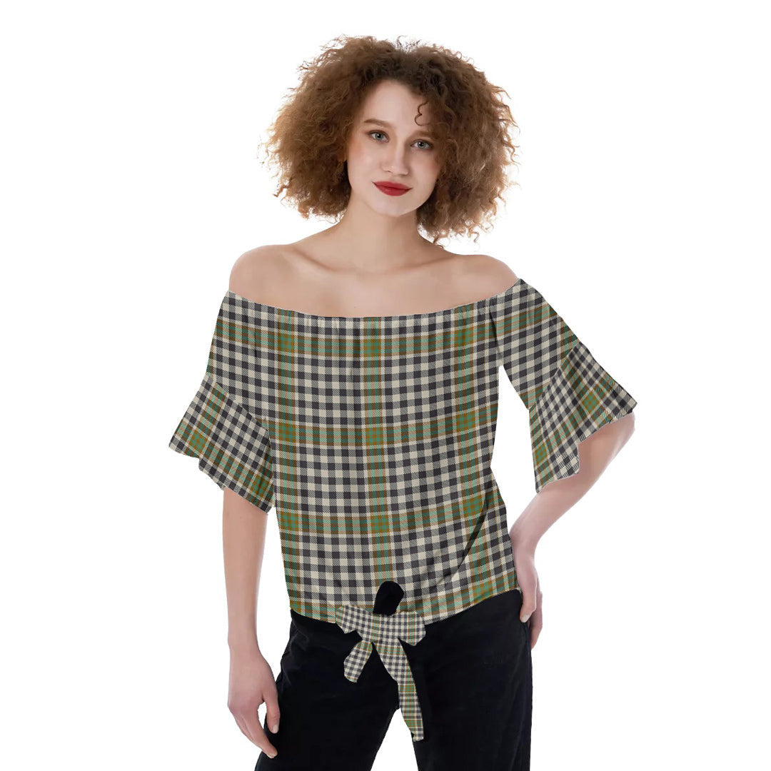 Burns Check Tartan Plaid Off-Shoulder Blouse