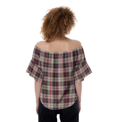 MacPherson Hunting Ancient Tartan Plaid Off-Shoulder Blouse