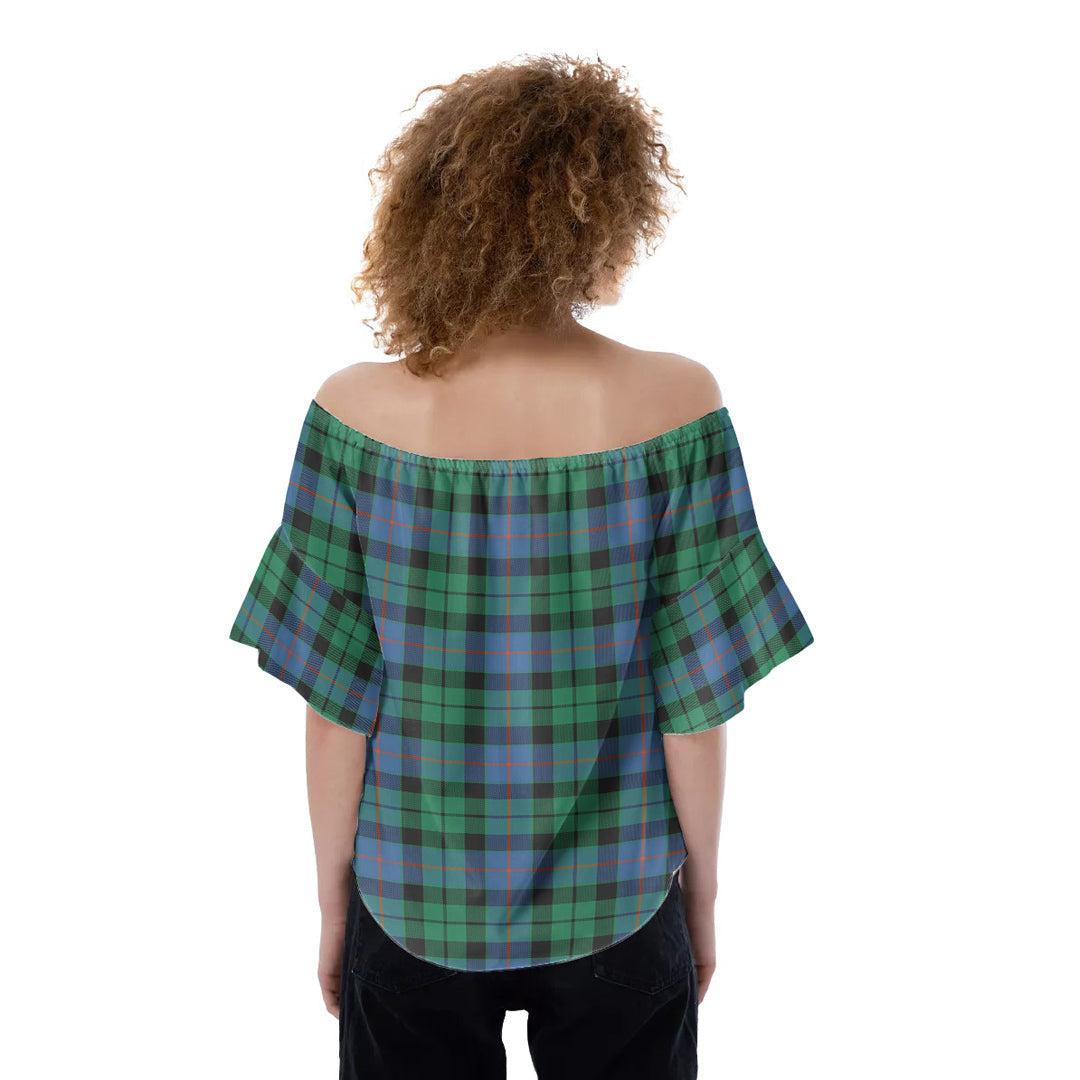 Morrison Ancient Tartan Plaid Off-Shoulder Blouse