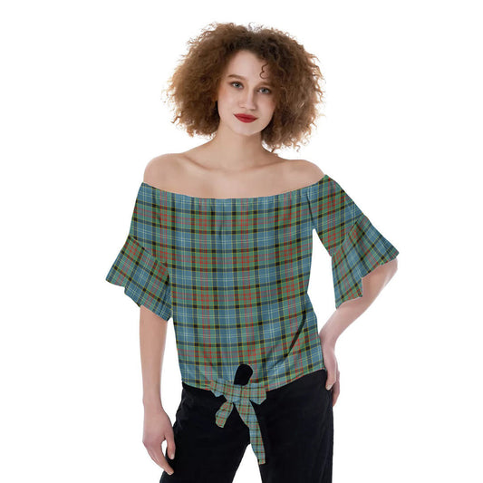 Paisley District Tartan Plaid Off-Shoulder Blouse