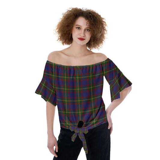 Durie Tartan Plaid Off-Shoulder Blouse