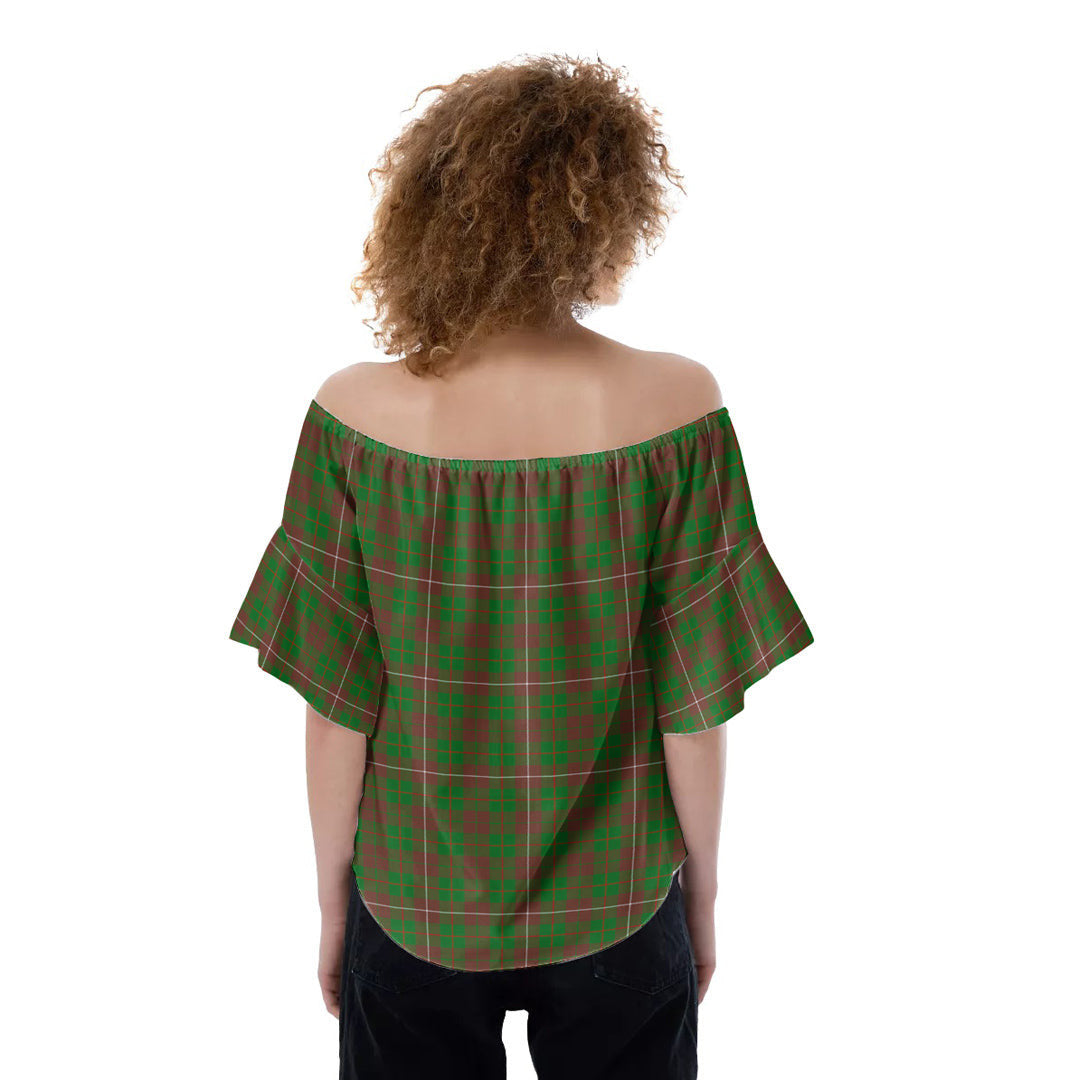 MacKinnon Hunting Modern Tartan Plaid Off-Shoulder Blouse