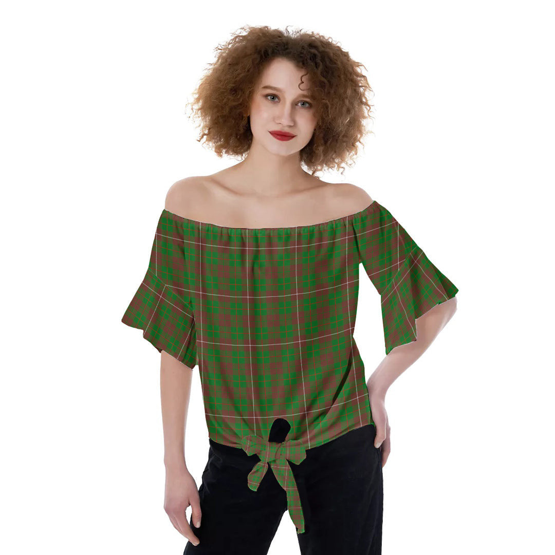 MacKinnon Hunting Modern Tartan Plaid Off-Shoulder Blouse