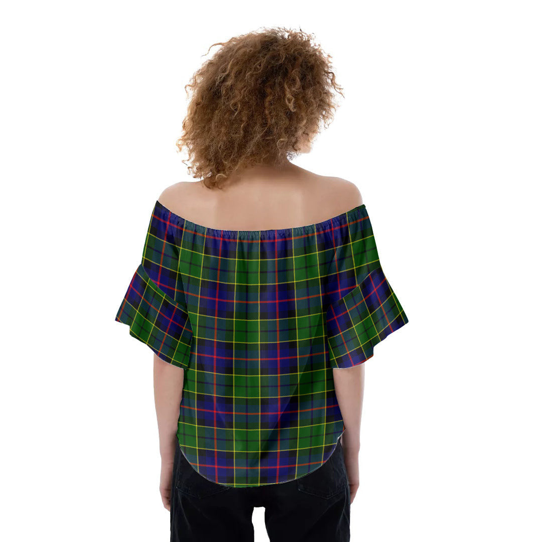 Forsyth Modern Tartan Plaid Off-Shoulder Blouse