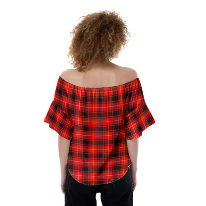 MacIver Modern Tartan Plaid Off-Shoulder Blouse