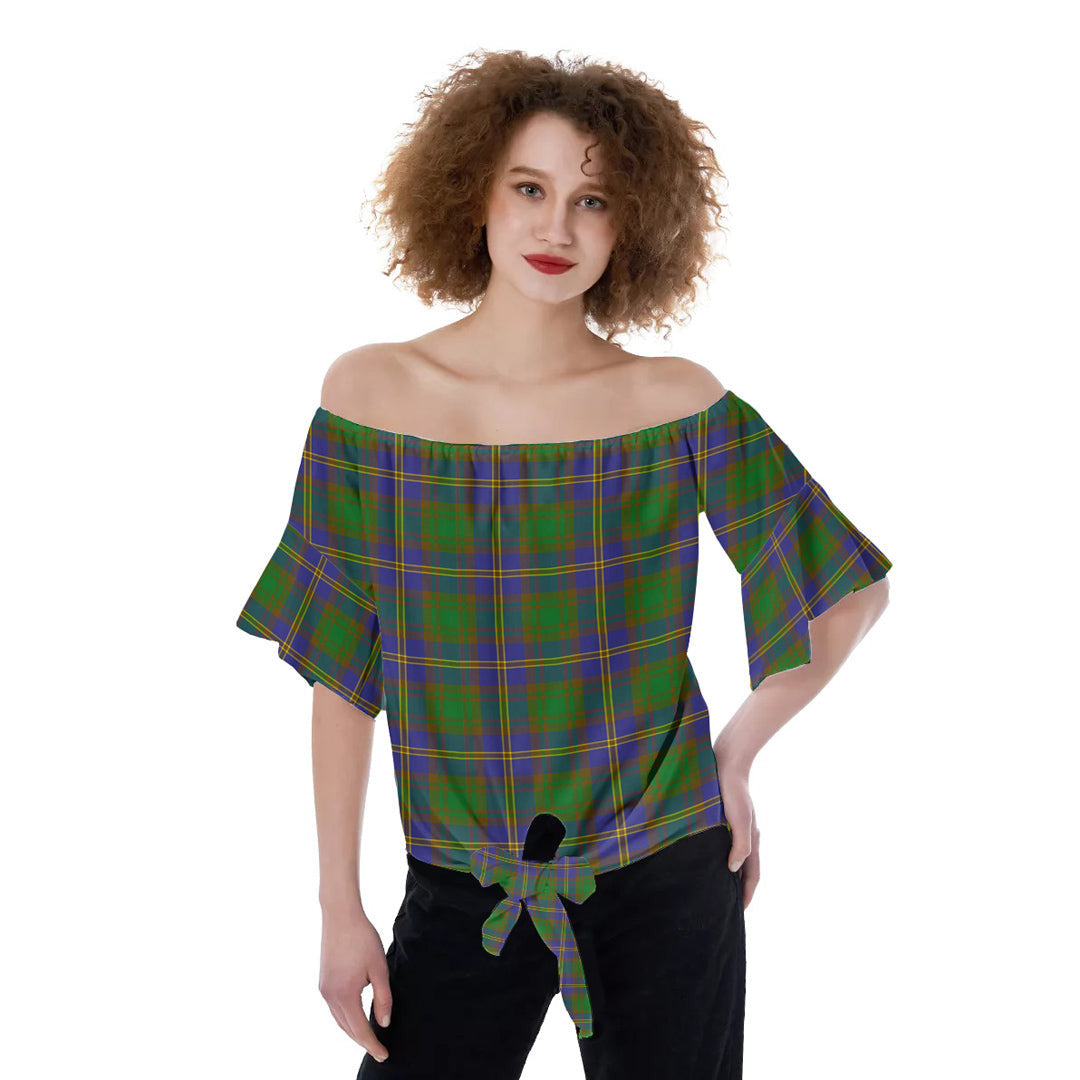 Strange of Balkaskie Tartan Plaid Off-Shoulder Blouse