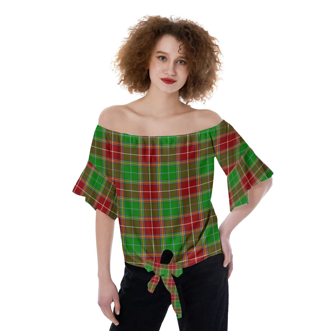 Baxter Modern Tartan Plaid Off-Shoulder Blouse