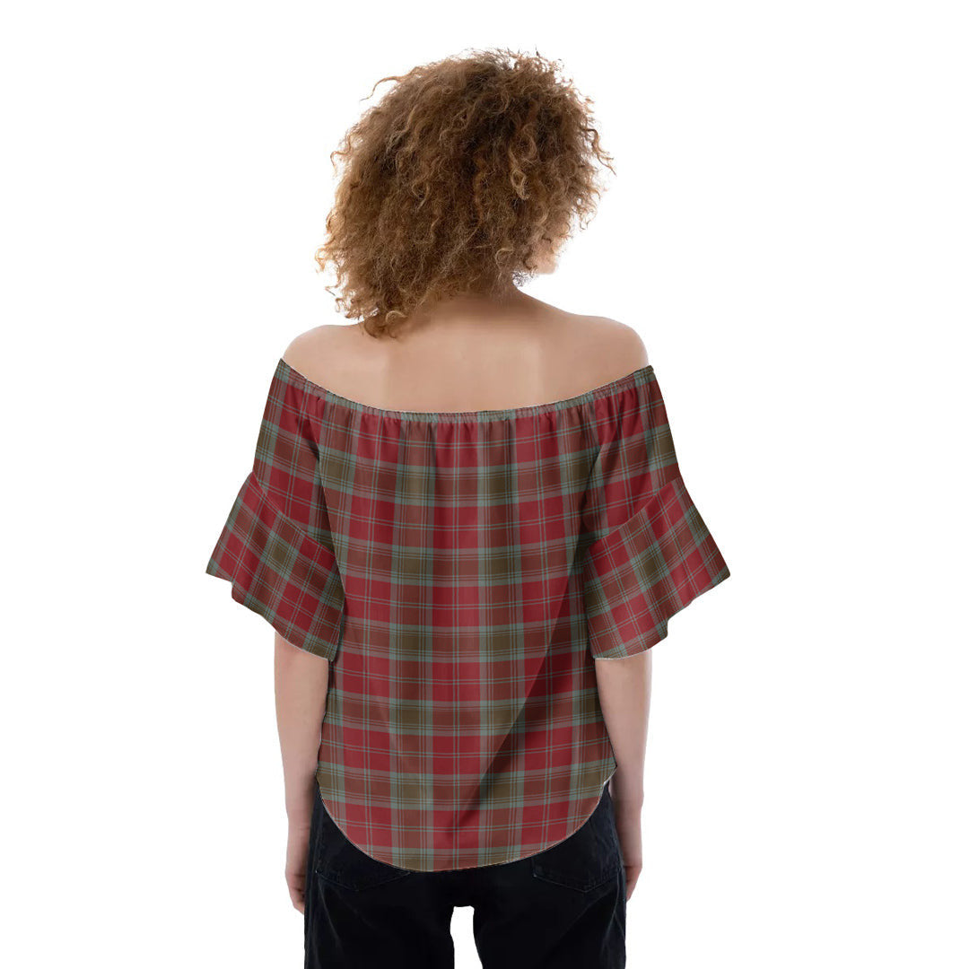 Lindsay Weathered Tartan Plaid Off-Shoulder Blouse