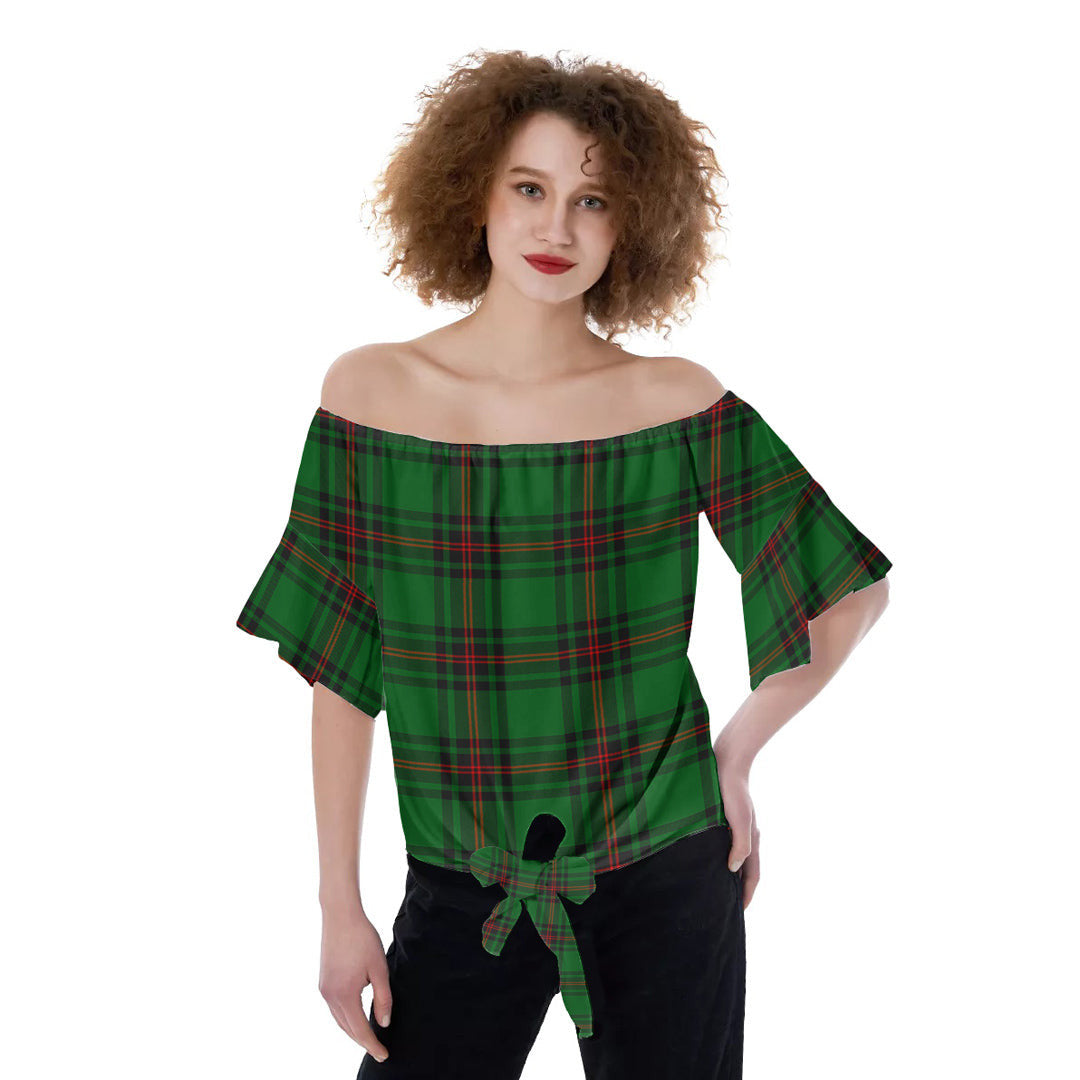 Fife District Tartan Plaid Off-Shoulder Blouse