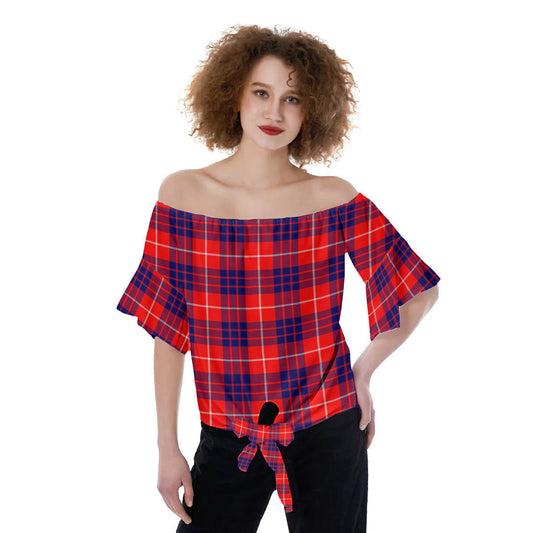 Hamilton Modern Tartan Plaid Off-Shoulder Blouse