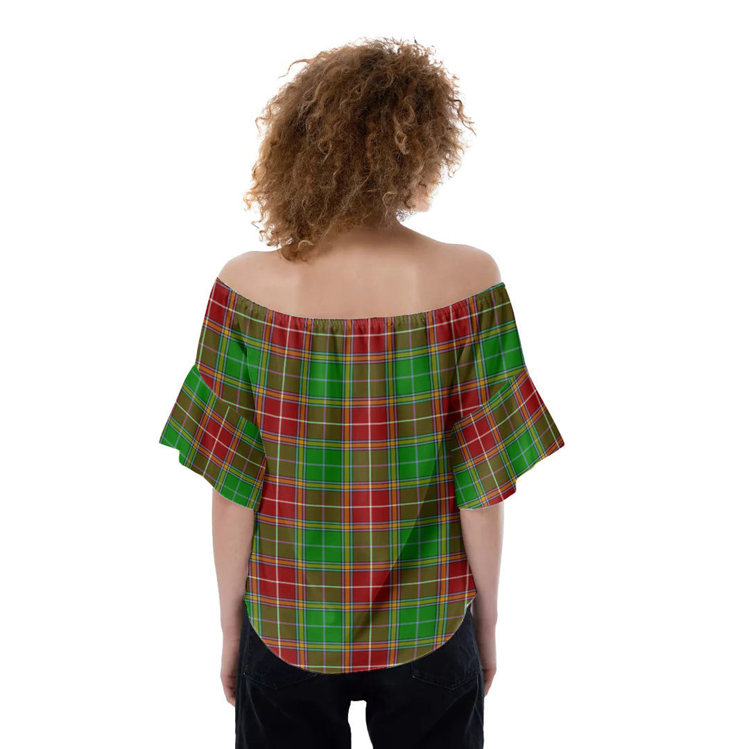 Baxter Modern Tartan Plaid Off-Shoulder Blouse