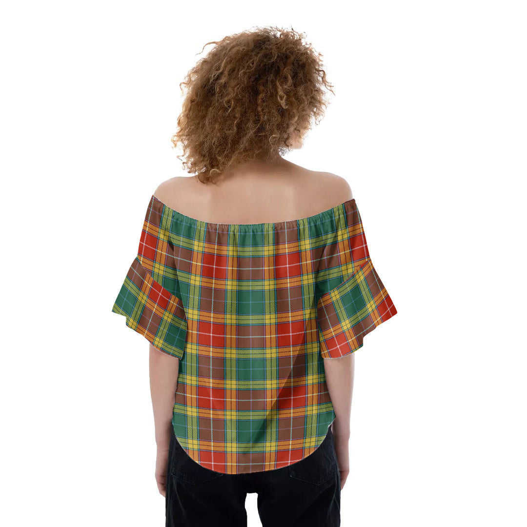 Buchanan Old Sett Tartan Plaid Off-Shoulder Blouse