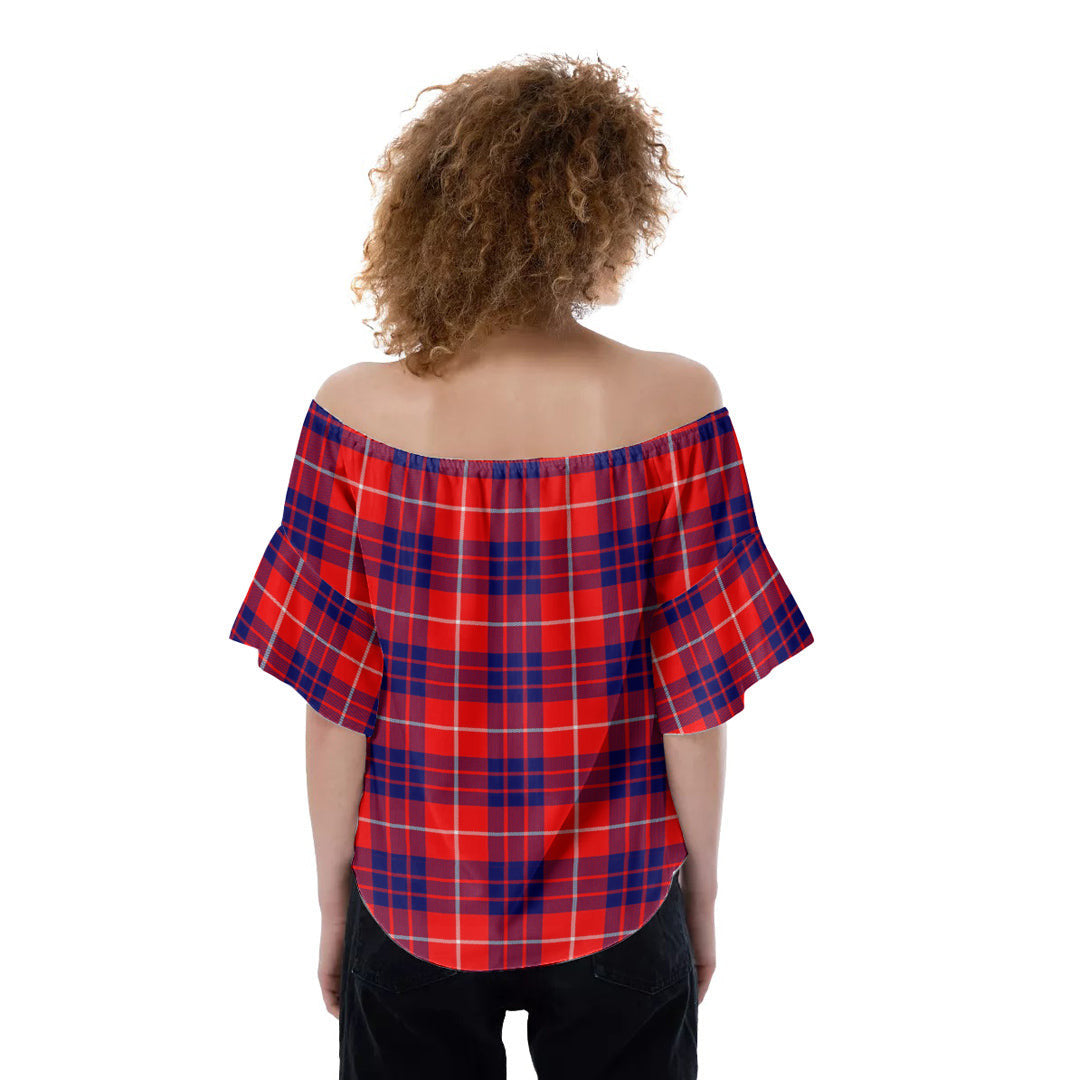 Hamilton Modern Tartan Plaid Off-Shoulder Blouse