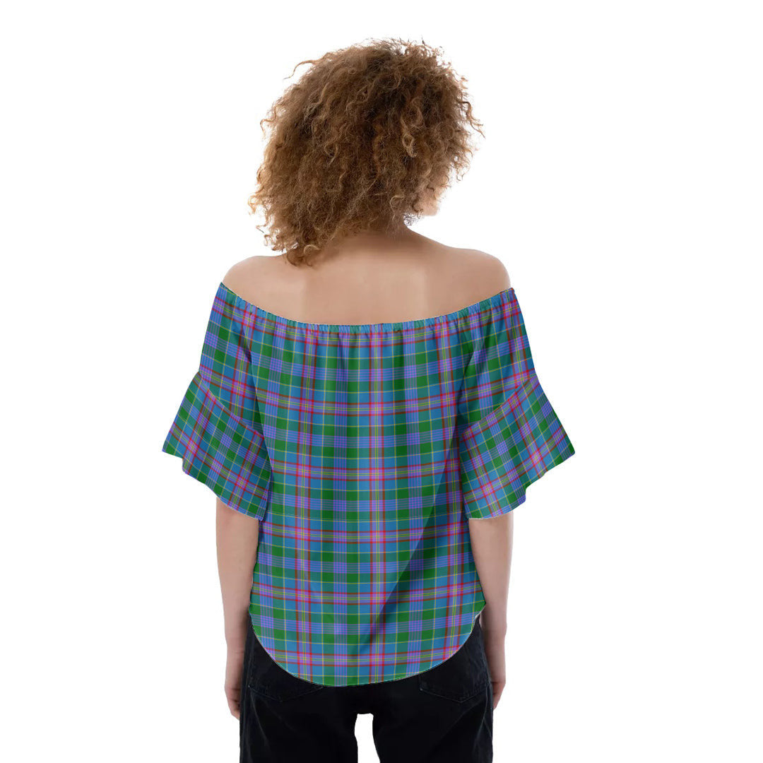 Pitcairn Hunting Tartan Plaid Off-Shoulder Blouse